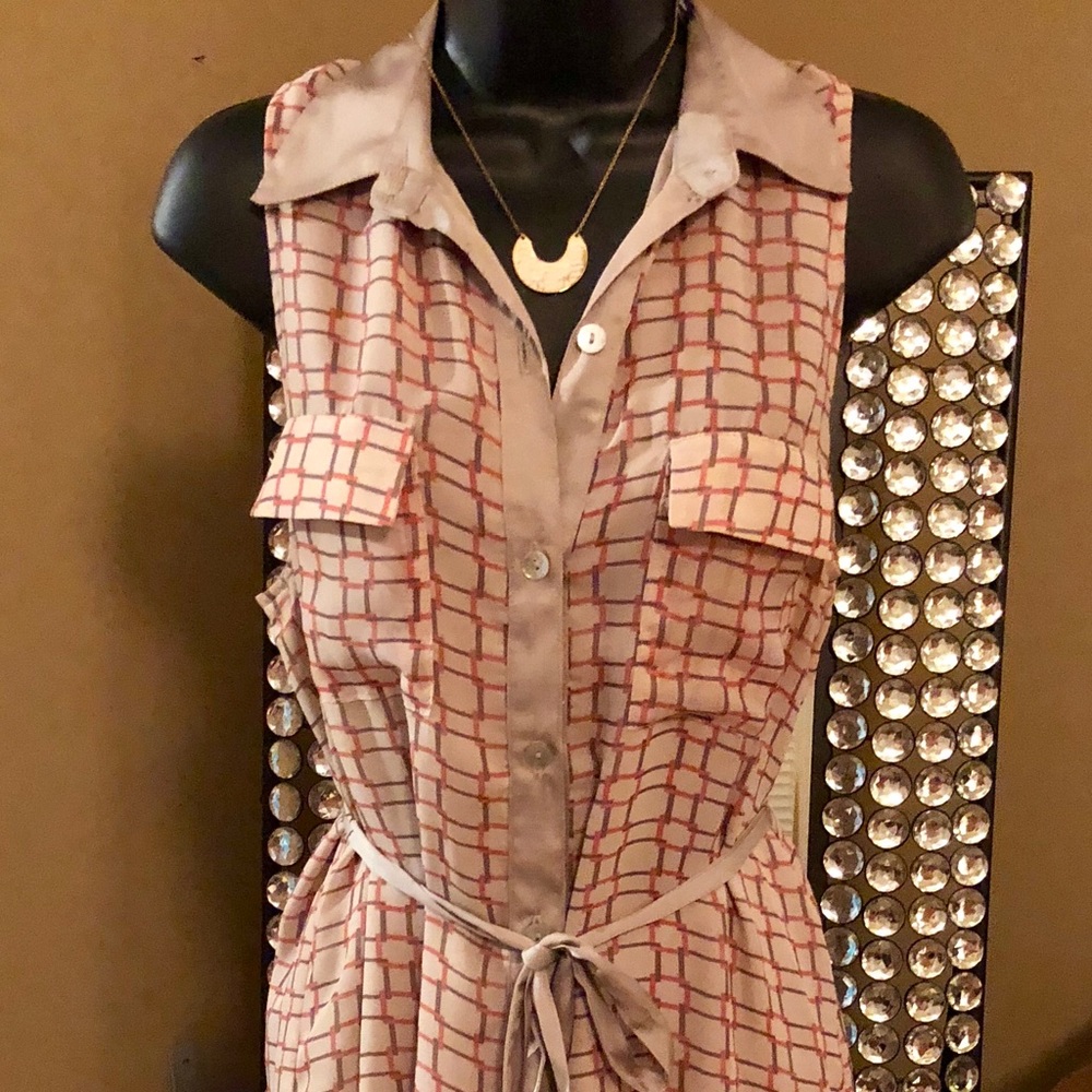 Silk Button Down Dress w/silk belt